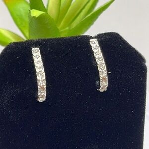 g by Gennaro Stud Bling Oval Clear Rhinestones Earring Silver Tone